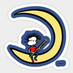 Moon and bassoon Sticker